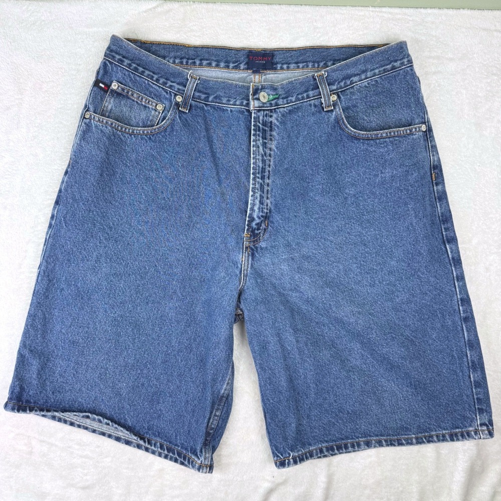 Tommy Hilfiger Tommy Jeans Mens Blue Denim Shorts Sz 40 Relaxed Fit Jorts Skater
